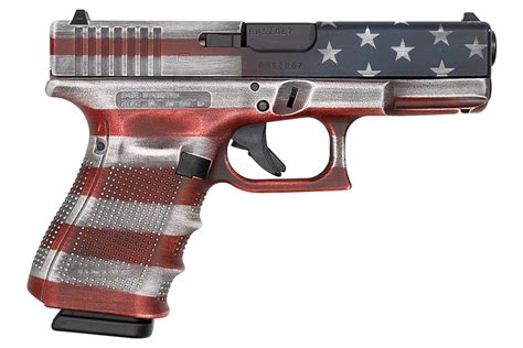 Glock 19 Gen4 9mm 15 Round Pistol With American Flag Battleworn