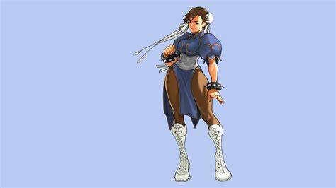 Hình Nền Hình Minh Họa Nền Xanh Street Fighter Chun Li Người Capcom Tượng Nhỏ Thiết Kế