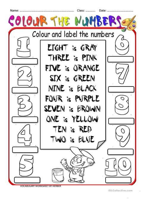 Colour The Numbers Worksheet Free Esl Printable Worksheets Made By