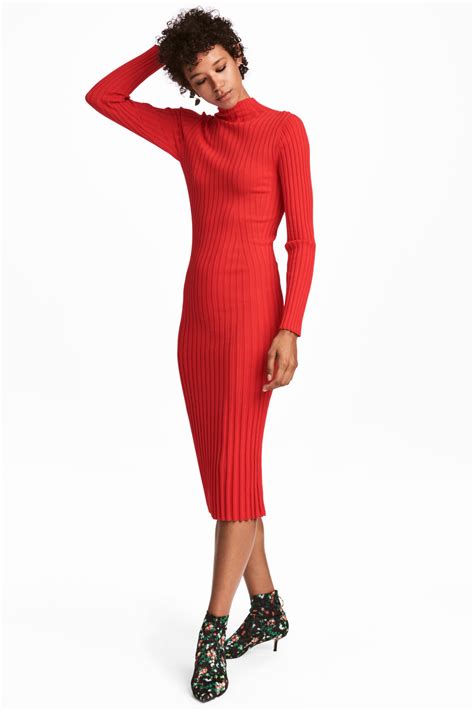 Knitted Dress Red Ladies Handm Gb Womens Knit Dresses Skirt Trends Knit Dress