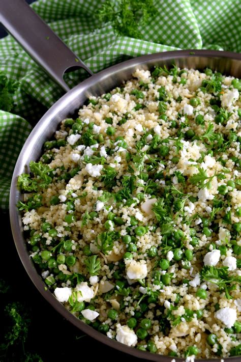 Delightful And Flavourful Couscous Green Pea Salad With Almonds And