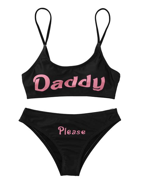 Damen Bikini Sets Yes Daddy Dessous Mini Bh Kurz Geschnittene Oberteile Ungezogene Kurze