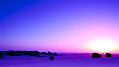 Africa Algeria Dune Horizon Purple Sahara Sand Sunrise Tassili Najjer