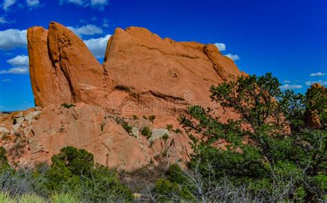 Eroded Red Sandstone Formations Garden Of The Gods Colorado Springs