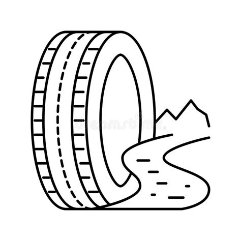 Mud Terrain Tires Line Icon Vector Illustration Stock Vector
