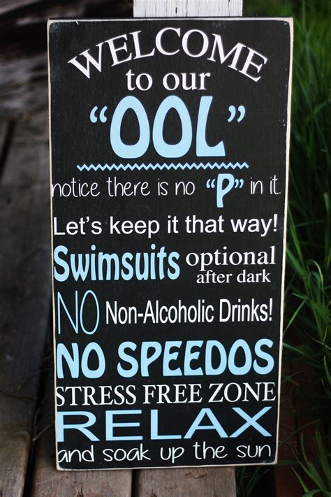 Funny Pool Sign Welcome To Our Pool Dont Pee In The Pool Wood