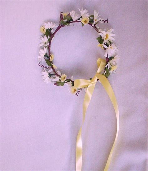 Daisy Flower Crown 70s Style Hairpiece Hippie Peace Yellow