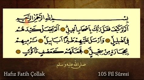 105 Fil Suresi Arapça Okunuşlu Hafız Fatih Çollak Kuran ı Kerim Hatim