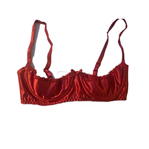 Buy Empire S Satin Shelf Bra W Open Quarter Cups Show Nipples Red Size 36 Online At