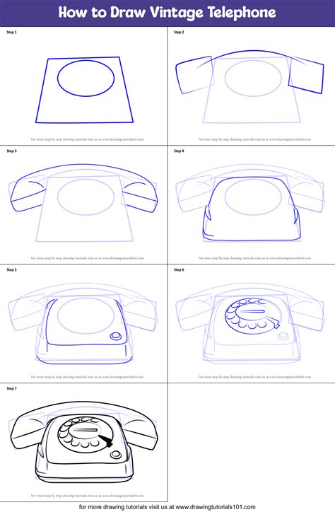 How To Draw Vintage Telephone Printable Step By Step Drawing Sheet