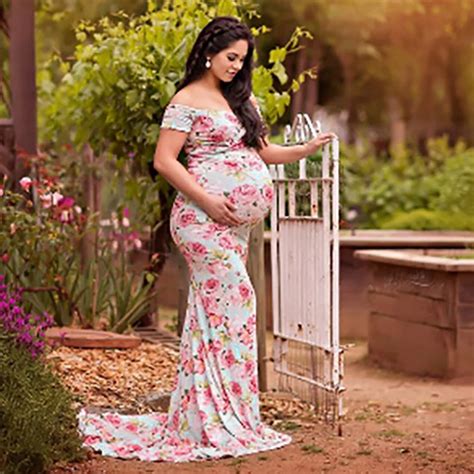 Sexy Women Pregnancy Dress For Photo Shooting 2018 Fashion Floral Print Maternity Dresses