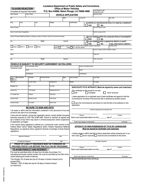 Louisiana Title Application Fill Online Printable Fillable Blank