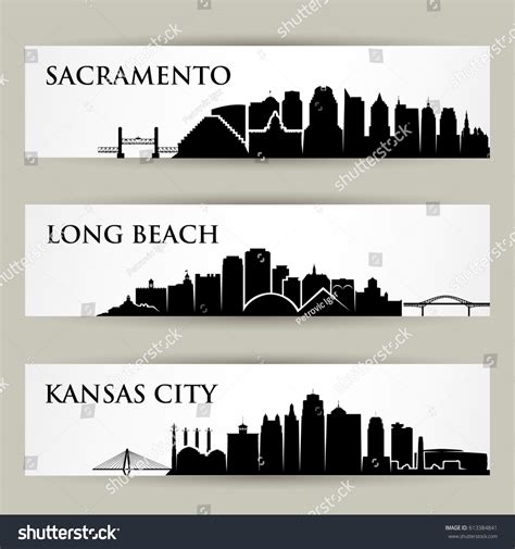 United States America Cities Skylines Vector Stock Vector Royalty Free