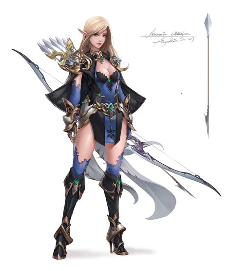 artstation elf archer zhang wenmo female character design fantasy female warrior elves