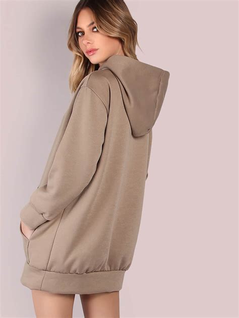 oversized fleece hoodie mocha shein sheinside