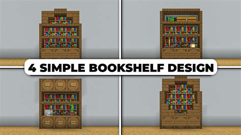 Minecraft 4 Simple Bookshelf Design In 119 Youtube