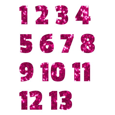 Hot Pink Glitter Numbers 1 To 13 White T Shirt For Girls Sizes Etsy