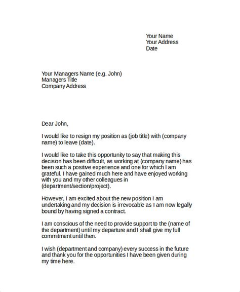 Free 5 Sample Resignation Letter Templates In Ms Word