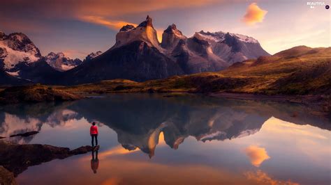 Human Lake Peho Cordillera Del Paine Patagonia Edifice Torres Del