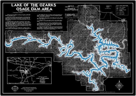 Lake Of The Ozarks Map Brilliant Reverse With Cove Names And Etsy