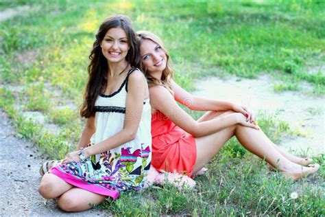 Two Pretty Caucasian Girls Friends Stock Photo Image Of Attractive