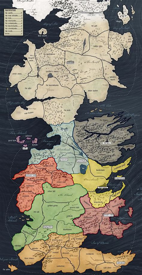 Westeros Map By House Gameofthrones Westeros Houses Map Game Of Thrones Map Game Of