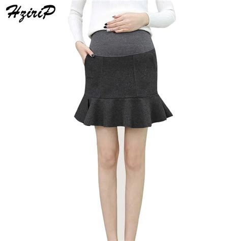 Hzirip New Fashion Women Short Skirt Maternity Care Belly High Waist Mermaid Mini Skirts Woolen