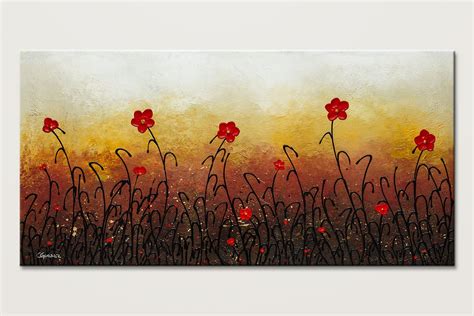 Abstract Painting Red Flower Garden Abstract Art For Sale Original