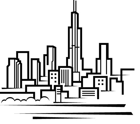 City Building Clipart Black And White Png Simple City