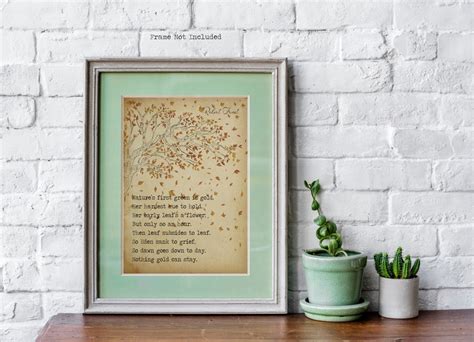 Robert Frost Poem Print Nothing Gold Can Stay Bedroom Etsy Uk