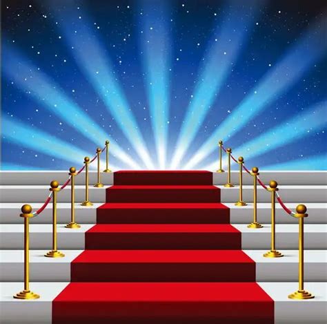 10x10ft Hollywood Spots Light Starry Night Sky Red Carpet Steps Stage