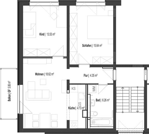 Zusätzlich zu den 72,4 qm wohnfläche gehört ein. Grundriss 3-Raum Wohnung links - Yorckstraße 36 f | Online ...