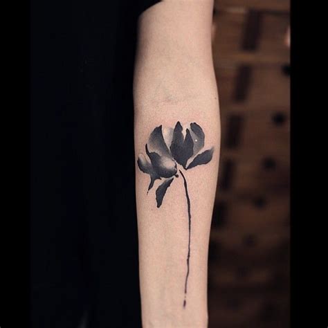 Black Watercolor Flower On Arm Pinterest