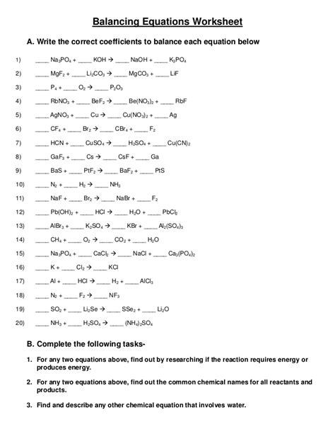 Symbols in equations, types of reactions. Balancing Equations Worksheet 2 Answer Key - Tessshebaylo