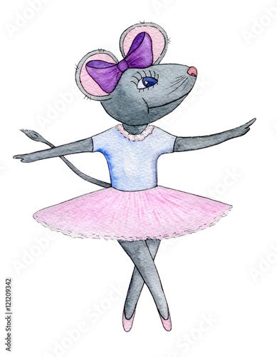 Mouse Ballerina Watercolor Mouse Dancing In A Pink Tutu Buy This