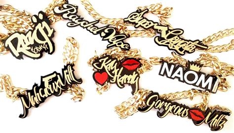 Custom Name Plate Necklace In Buffet Or Featherography Fonts Name