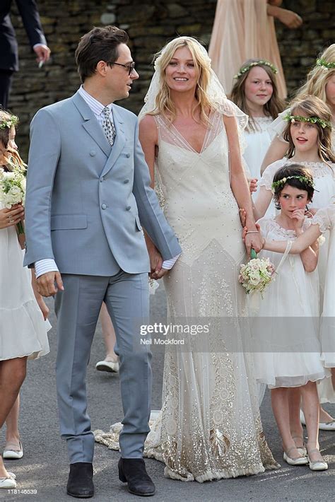 Jamie Hince And Kate Moss Outside The Church After Their Wedding On