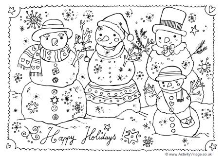 Well you're in luck, because here they come. Happy Holidays Colouring Page