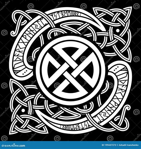 Viking Design Vintage Pattern And Norse Runes Stock Vector