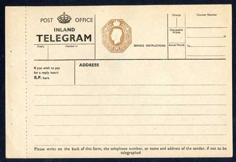 Tp28 Kgvi 1 Post Office Telegram Form Ebay