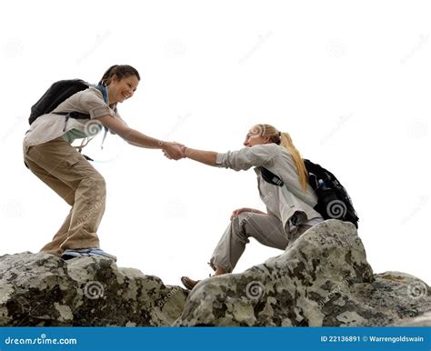 Female Explorers Lend A Helping Hand Stock Image Image Of Achievement Determination 22136891