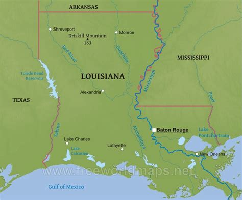 Physical Map Of Louisiana