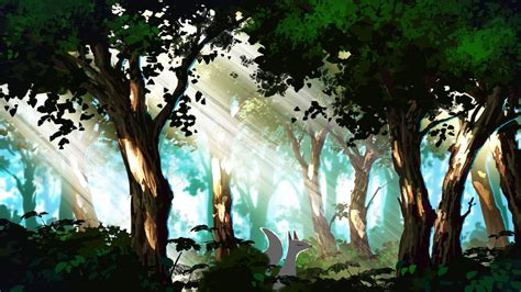Desktop Wallpaper Forest Trees Anime Original Hd Image Picture