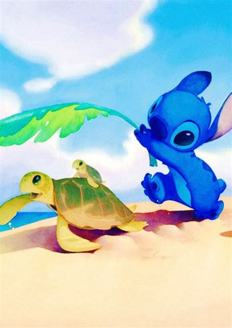 Stitch Helping Turtles Disney Wallpaper Stitch Disney Disney Art