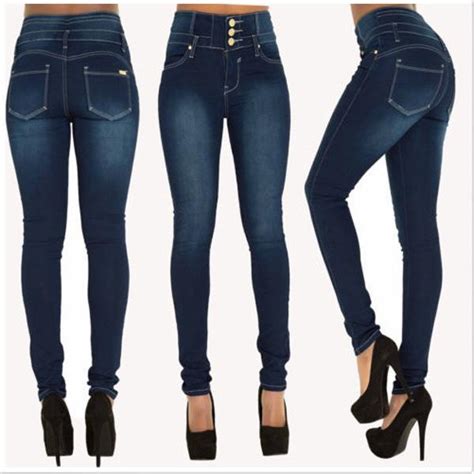 Buy Women Denim Skinny Ripped Pants High Waist Stretch Jeans Long Pencil Trousers At Affordable