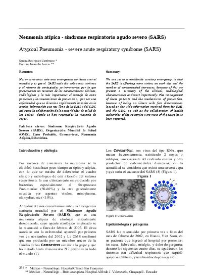 Neumonía atípica síndrome respiratorio agudo severo SARS Atypical