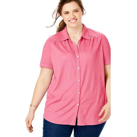 Woman Within Woman Within Women S Plus Size Gauze Button Down Tee Shirt Walmart