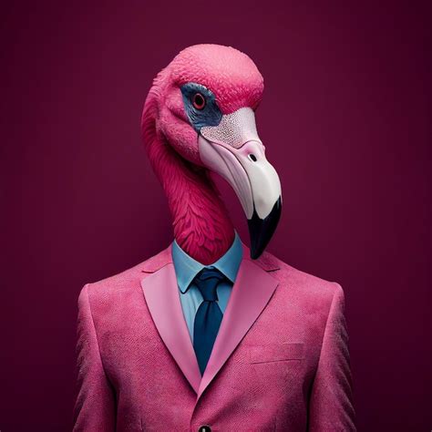 Premium Ai Image A Pink Flamingo Wearing A Suit And Tie