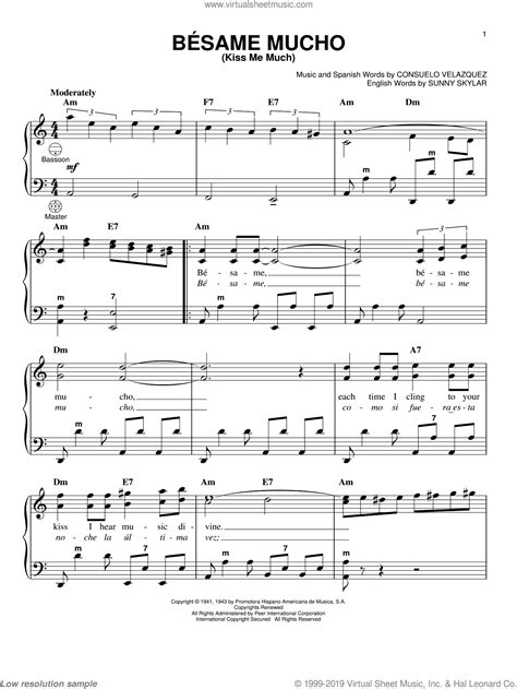 Download And Print Besame Mucho Kiss Me Much Sheet Music For