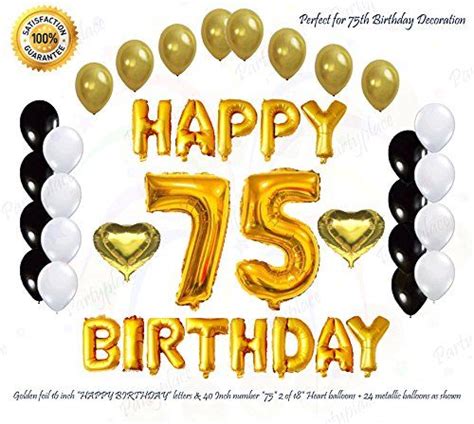 golden happy 75th birthday decorations letter balloon set dp